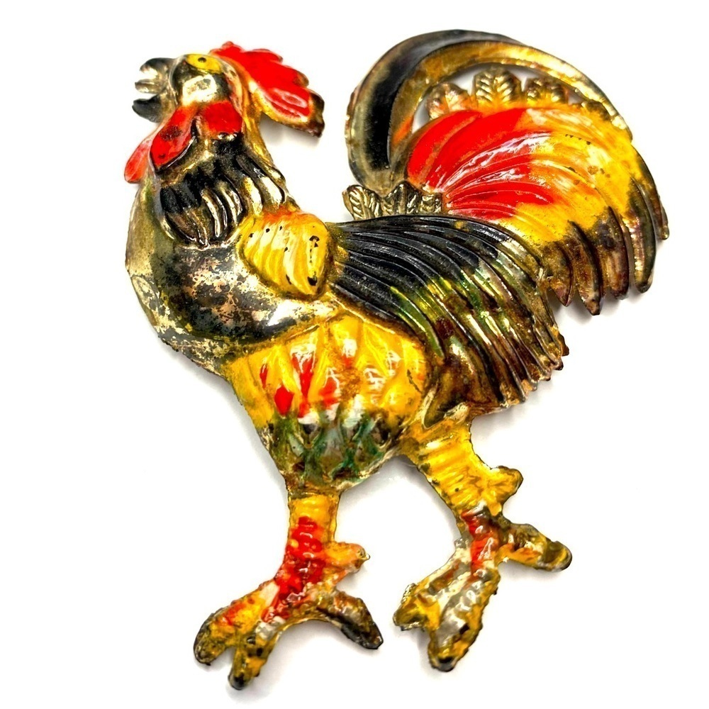 Vintage rooster brooch not sure what this lightweight material is.  Box 12-93